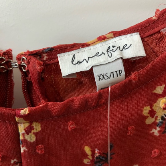 Fire,Love short sleeve floral dress. Rust color. - Picture 4 of 6